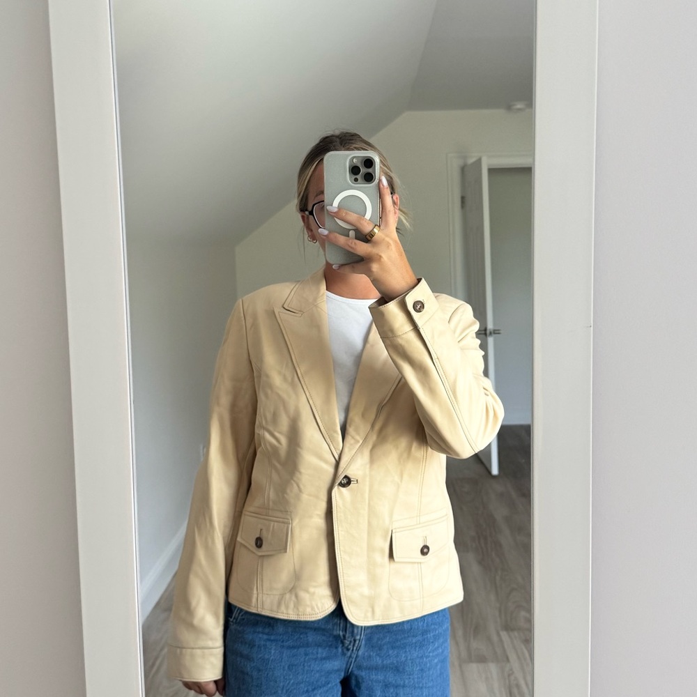 JohnPaulRichard Cream Leather Jacket